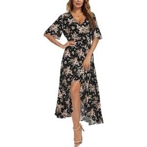 Kormei Womens Midi Floral Dress Large